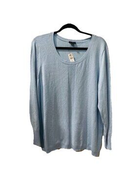 Talbots Plus Light Blue Round Neck Sweater Soft Stretchy Comfort Cotton  Size 2X